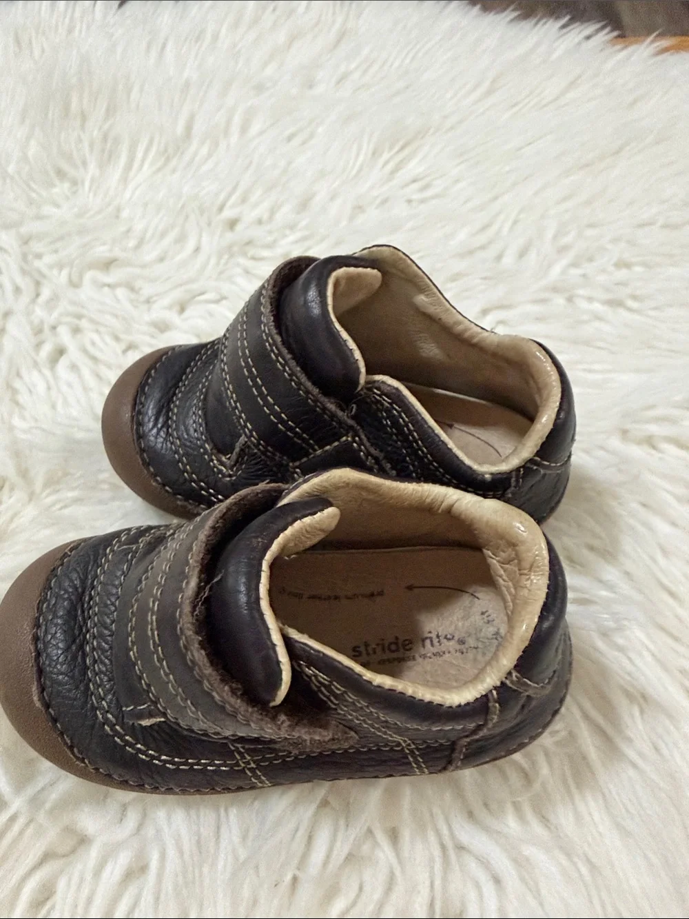Baby Stride Rite Brown Leather Velcro Sneakers Size Size 5